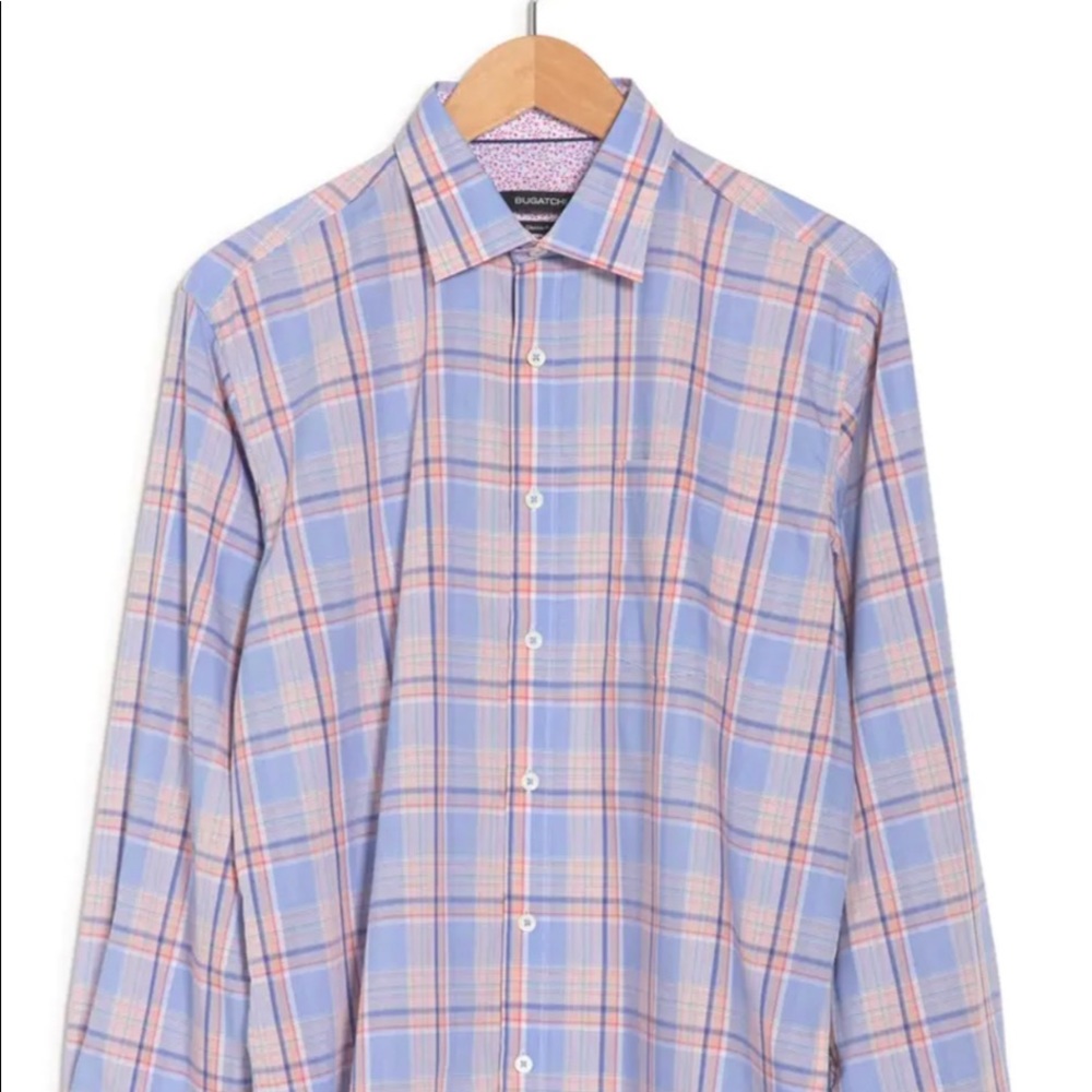 Bugatchi Plaid Print Classic Fit Shirt-XL